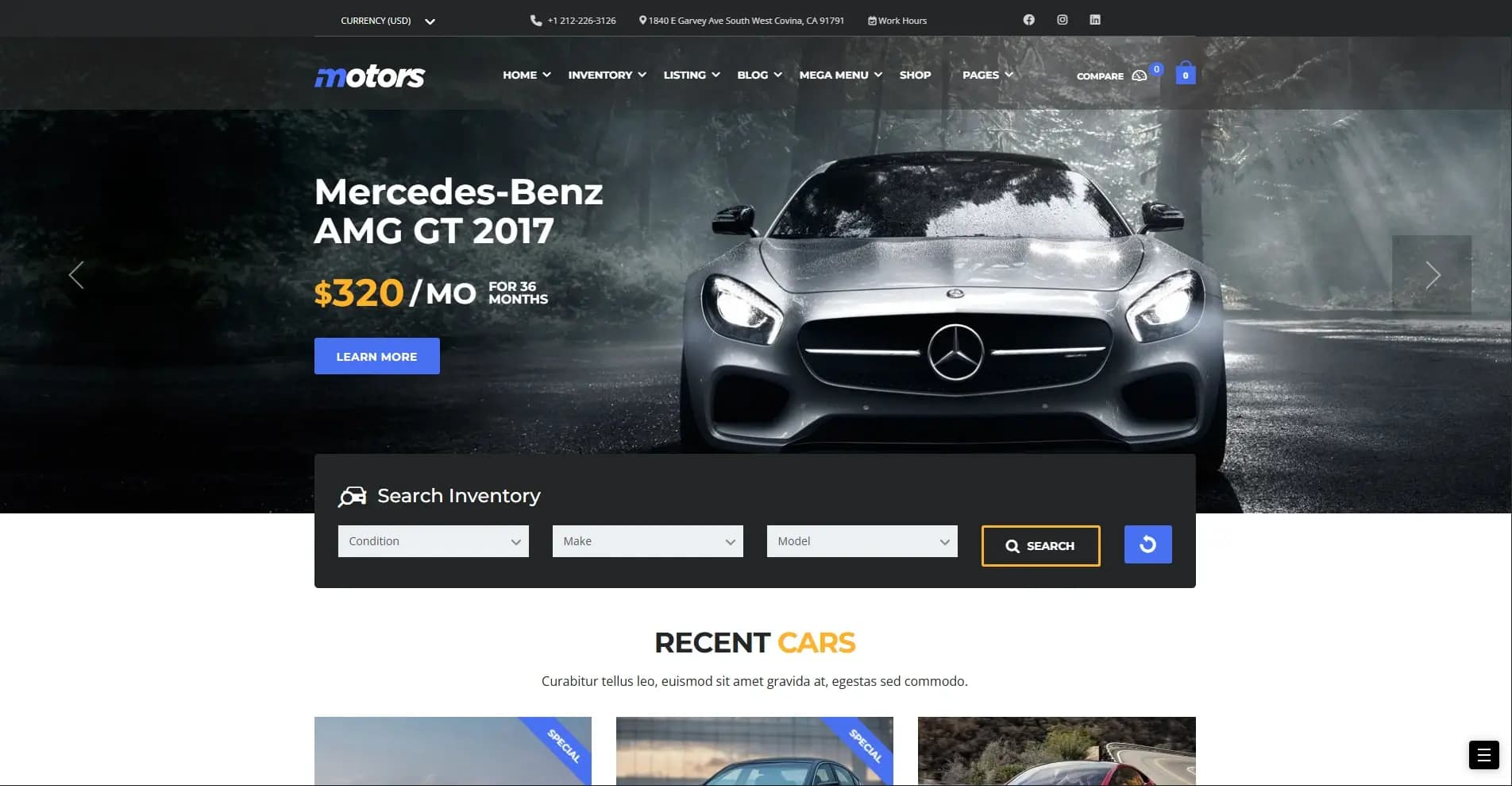 AMG Motors - Car Dealership project showcase