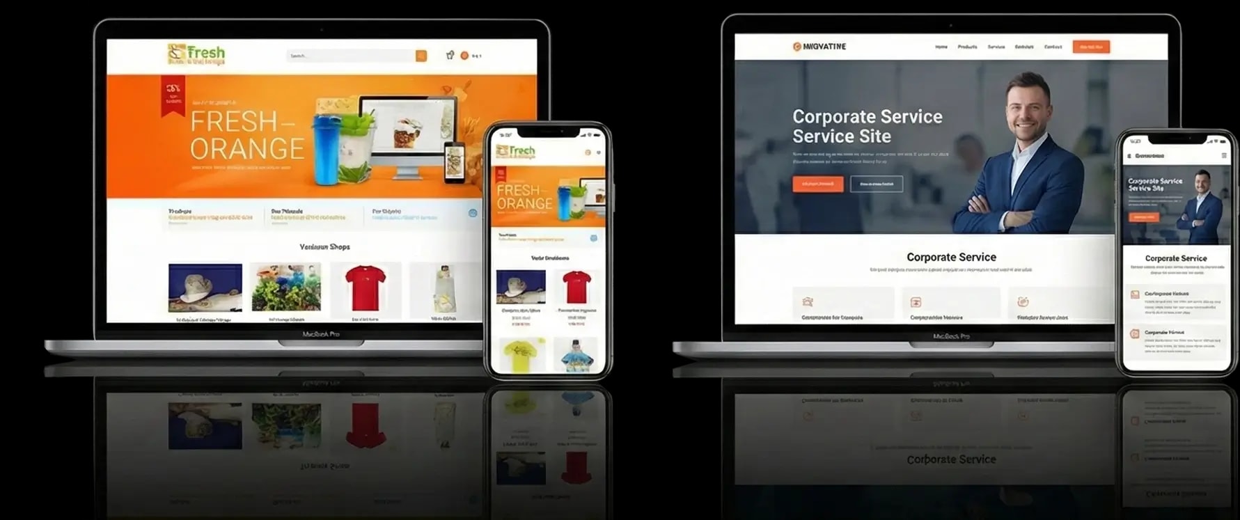 Professional website mockups showcasing Digital Trace premium web development projects and client work