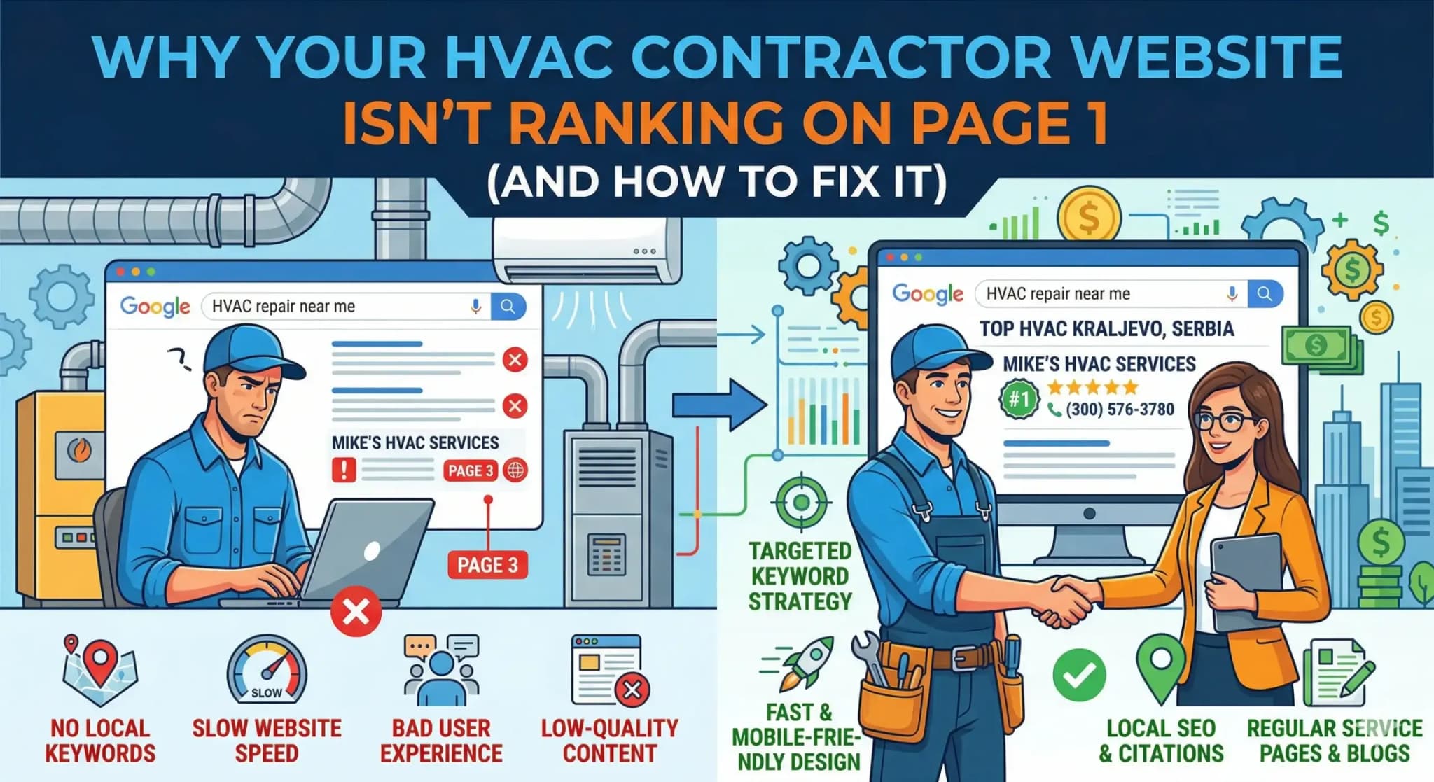 Why Your HVAC Contractor Website Isn’t Ranking on Page 1 (And How to Fix It)
