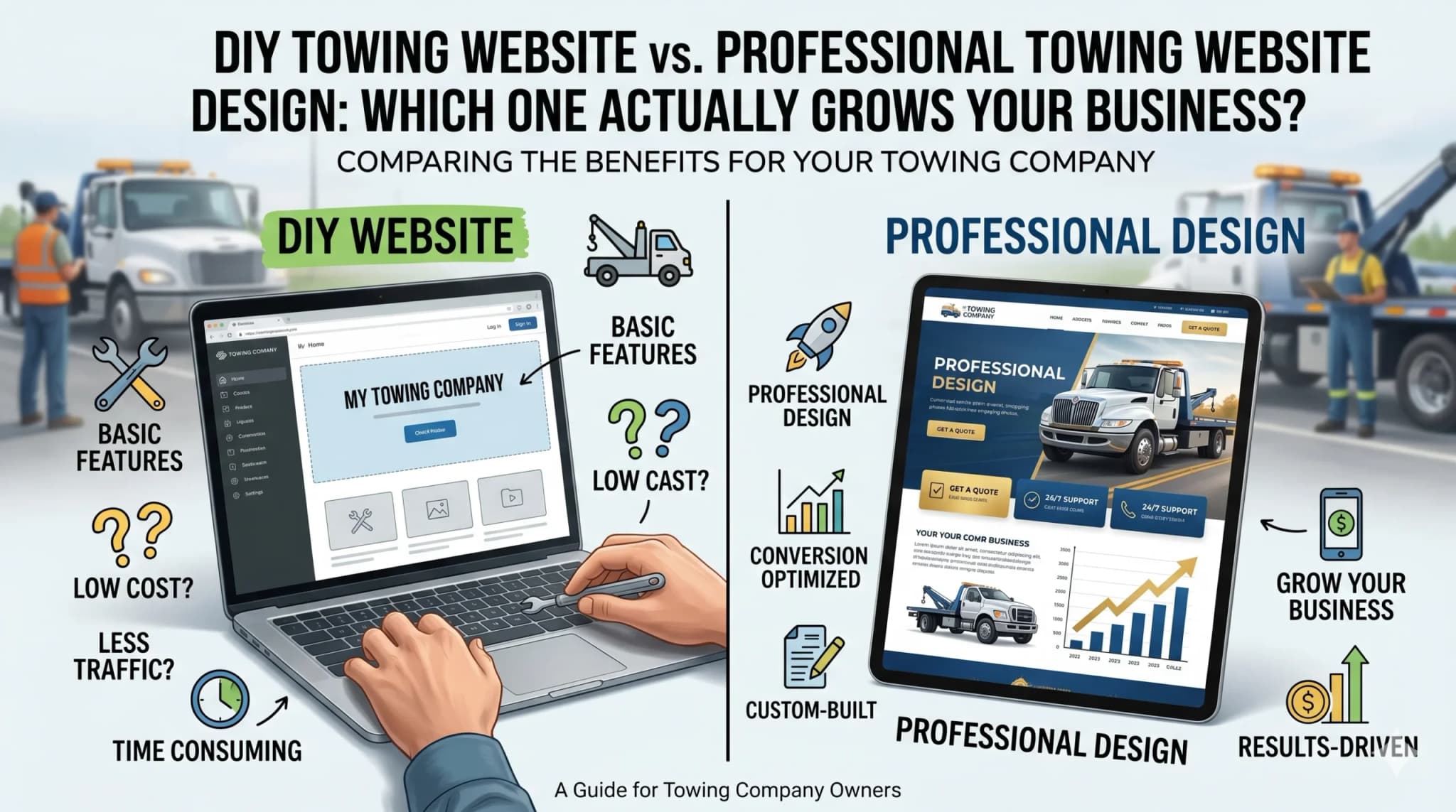 DIY Towing Website vs. Professional Towing Website Design: Which One Actually Grows Your Business?